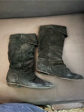 Women's Black Suede Leather Mid-Calf Boots - Classic Everyday Style
